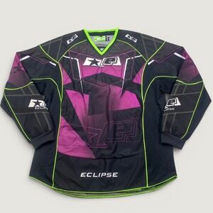 Planet Eclipse Mens 2XL Paintball Jersey Padded Black Purple Neon Green Shirt